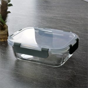 KILITLI CAM SAKLAMA KABI 600 ML * GRI