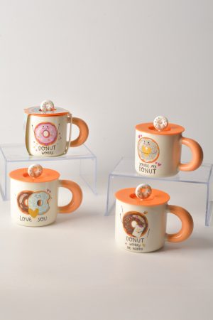 SILIKON KAPAKLI DONUT PORSELEN KUPA
