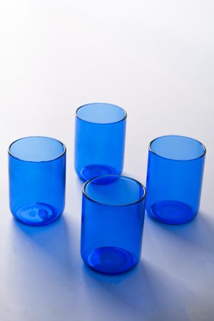DÖRTLÜ CAM BARDAK * 290 ML * MAVI