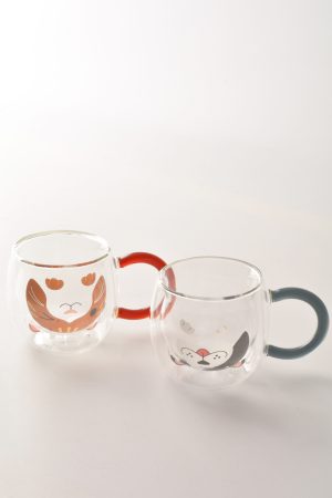 ÇIFT CIDARLI HAYVANLI CAM KUPA * 280 ML