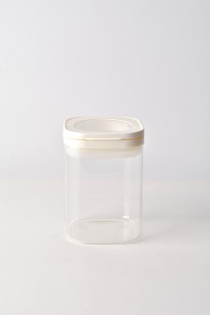 VAKUM KAPAK KARE CAM KAVANOZ * 900 ML* BEYAZ