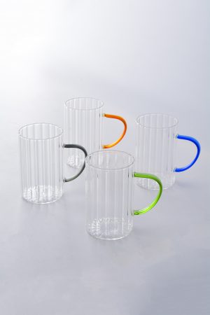 DÖRTLÜ RENKLI SAPLI CAM KUPA * 450 ML