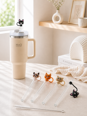 SILIKON KAPAKLI DÖRTLÜ UZUN CAM PIPET * KEDI